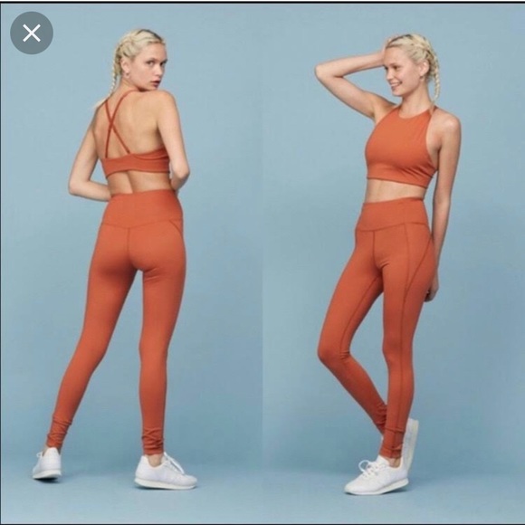 girlfriend collective Tops - Girlfriend collective RARE peach apricot color 3/4th